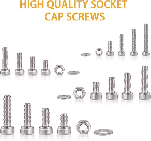 1110PCS M3 x 4/5/6/8/10/12/14/16/18/20/25/30mm Socket Cap Screws, Stainless Steel Socket Hex Head Cap Flat Washers Machine Screws, Screws and Nuts Assortment Kit with Allen Wrench in Saudi Arabia