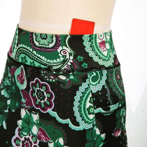 تنانير التنس للنساء مع جيب جولف سكورت، تنانير رياضية نشطة، تنورة رياضية بجيوب جولف (XL، طباعة زهرة الكاجو #) in Kuwait