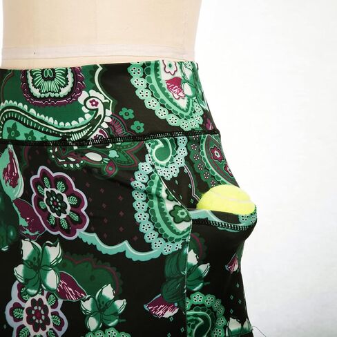 تنانير التنس للنساء مع جيب جولف سكورت، تنانير رياضية نشطة، تنورة رياضية بجيوب جولف (XL، طباعة زهرة الكاجو #) in Kuwait