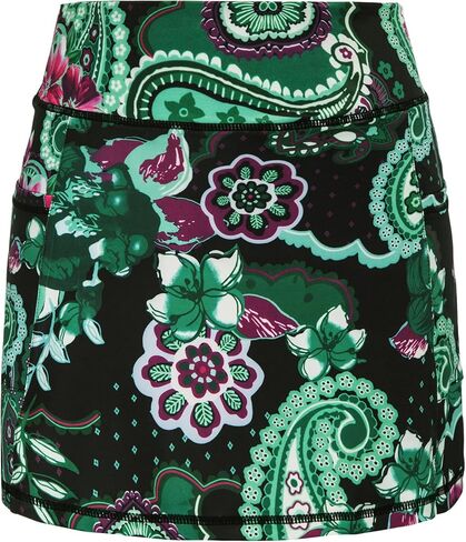 تنانير التنس للنساء مع جيب جولف سكورت، تنانير رياضية نشطة، تنورة رياضية بجيوب جولف (XL، طباعة زهرة الكاجو #) in Kuwait