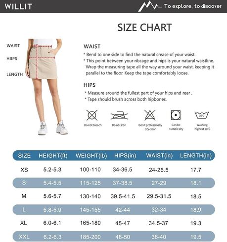 Willit Women's Golf Skort Skirt 18" Outdoor Casual Skort UPF 50+ Quick Dry Lightweight Skort Zip Pockets in Saudi Arabia