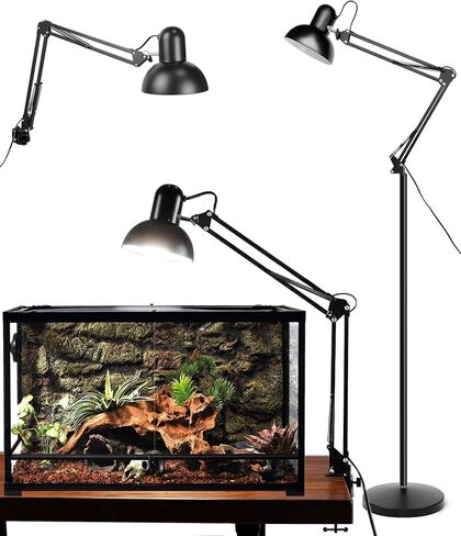 حامل مصباح الزواحف المعدني متعدد المفاصل مع عاكس الضوء، ومقبس المصباح، وذراع التأرجح ومفتاح التشغيل/الإيقاف، يأتي مع ثلاث قواعد قابلة للتبديل للتركيب على الأرض، وحامل حافة المكتب، وحامل الحائط (أقصى ارتفاع 71 بوصة) in Kuwait