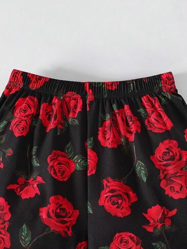 Boy's 2 Piece Outfits Floral Print Short Sleeve Crewneck T Shirt and Shorts Set Summer Outfits in Saudi Arabia