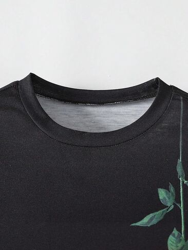 مجموعة ملابس للأولاد مكونة من قطعتين من تي شيرت وشورت بأكمام قصيرة وطبعة زهور وياقة دائرية، ملابس صيفية in Kuwait