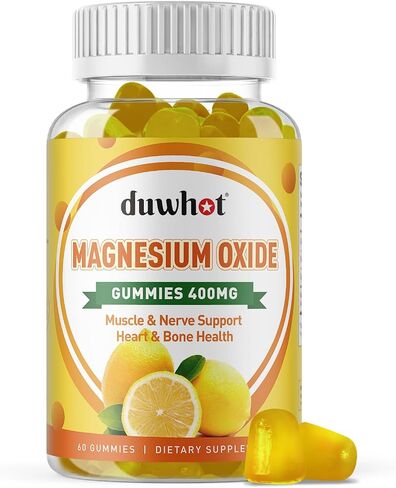 Magnesium Oxide 400mg Gummies for Nerve, Muscle, Bone, and Heart Support, Magnesium Supplement for Women & Men, 60 Vegan Gummies in Saudi Arabia