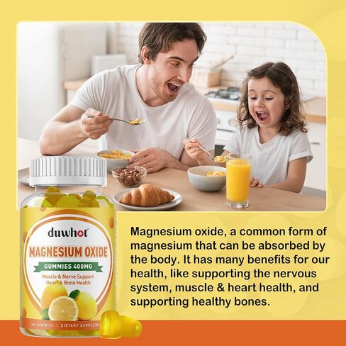 Magnesium Oxide 400mg Gummies for Nerve, Muscle, Bone, and Heart Support, Magnesium Supplement for Women & Men, 60 Vegan Gummies in Saudi Arabia