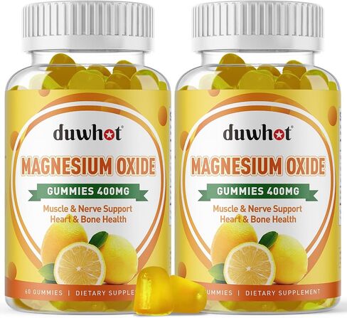Magnesium Oxide 400mg Gummies for Nerve, Muscle, Bone, and Heart Support, Magnesium Supplement for Women & Men, 60 Vegan Gummies in Saudi Arabia