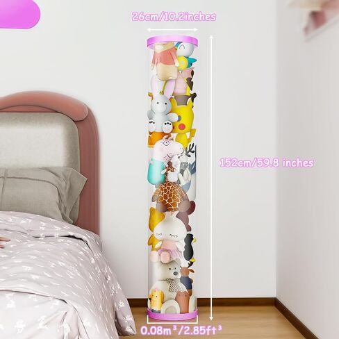 أنبوب تخزين الحيوانات المحشوة، منظم أشياء الحيوانات، تخزين حديقة الحيوانات المحشوة، دلو شفاف للحيوانات الأليفة مع سحاب لتنظيم ألعاب الأطفال، صندوق تخزين ألعاب كبير مع غطاء in Kuwait