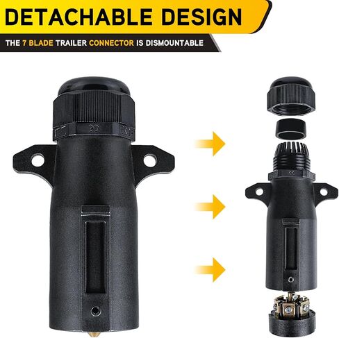 7 Pin Trailer Plug,7 Way Trailer Plug with IP68 Waterproof Seal,Trailer Light Adapter Compatible with All Standard 7-Way Trailer Sockets in Saudi Arabia