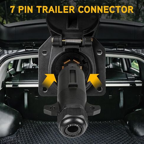 7 Pin Trailer Plug,7 Way Trailer Plug with IP68 Waterproof Seal,Trailer Light Adapter Compatible with All Standard 7-Way Trailer Sockets in Saudi Arabia