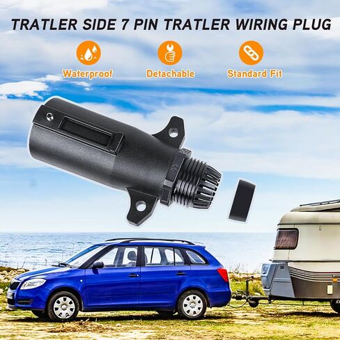 7 Pin Trailer Plug,7 Way Trailer Plug with IP68 Waterproof Seal,Trailer Light Adapter Compatible with All Standard 7-Way Trailer Sockets in Saudi Arabia