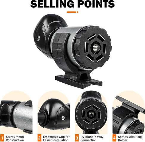7 Pin Trailer Plug,7 Way Trailer Plug with IP68 Waterproof Seal,Trailer Light Adapter Compatible with All Standard 7-Way Trailer Sockets in Saudi Arabia