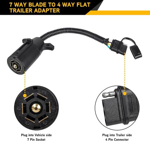 7 Pin Trailer Plug,7 Way Trailer Plug with IP68 Waterproof Seal,Trailer Light Adapter Compatible with All Standard 7-Way Trailer Sockets in Saudi Arabia
