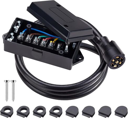 7 Pin Trailer Wiring Harness with 7 Way Junction Box - 8 FT, Heavy Duty Trailer Connector for RV, Camper in Saudi Arabia
