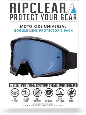 RIPCLEAR For 100% Strata 2 Youth Moto Lens Protector Tear off Alternative (Fits all kids moto goggles) Reduce Waste, Military Grade Dirt Bike/ATV/MOTO Goggle Lens Protectors Crystal Clear 2-Pack in Kuwait
