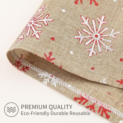 Tosewever Christmas Table Runner for Farmhouse Dining Holiday Birthday Party Table Home Decoration, 14 x 108 Inches Happy Xmas Linen Table Runners (14" x 108", Red/White Snowflake) in Saudi Arabia
