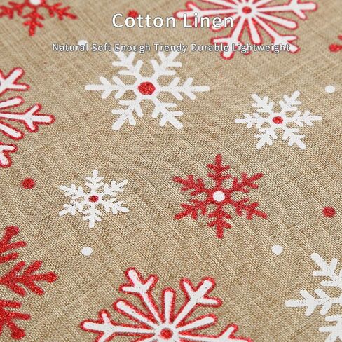Tosewever Christmas Table Runner for Farmhouse Dining Holiday Birthday Party Table Home Decoration, 14 x 108 Inches Happy Xmas Linen Table Runners (14" x 108", Red/White Snowflake) in Saudi Arabia