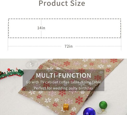 Tosewever Christmas Table Runner for Farmhouse Dining Holiday Birthday Party Table Home Decoration, 14 x 108 Inches Happy Xmas Linen Table Runners (14" x 108", Red/White Snowflake) in Saudi Arabia