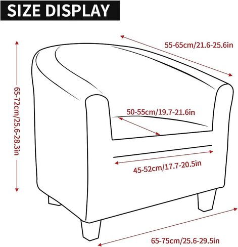 cjc Velvet Club Chair Cover Slipcover,2-Piece Barrel Tub Chair Cover for Living Room Armchair Sofa Covers with Cushion Covers,Washable Furniture Protector for Club Chairs(B Velvet-Black,1PC) in Saudi Arabia