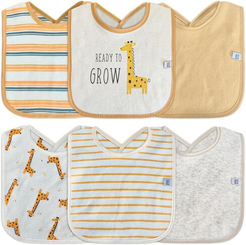 مجموعة من 6 مرايل أطفال من القطن المقاوم للماء من REBE & CO للفتيات والأولاد من أجل تناول الطعام مع أزرار كبس ومرايل التسنين ومرايل التغذية ودش الطفل حديث الولادة (الزرافة) in Kuwait