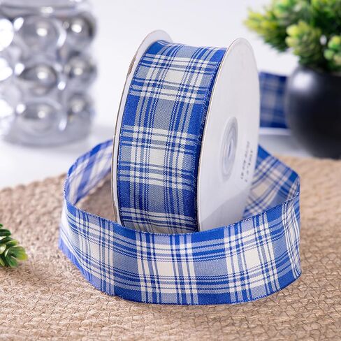 Red Plaid Wired Ribbon,Fabric Ribbon,Red Gingham Ribbon 1 1/2 Inch Wide, 25 Yards/Roll, for DIY Crafts, Christmas Tree,Bows,Farmhouse,Wedding, Party, Gift Wrapping (red/Ivory) in Kuwait