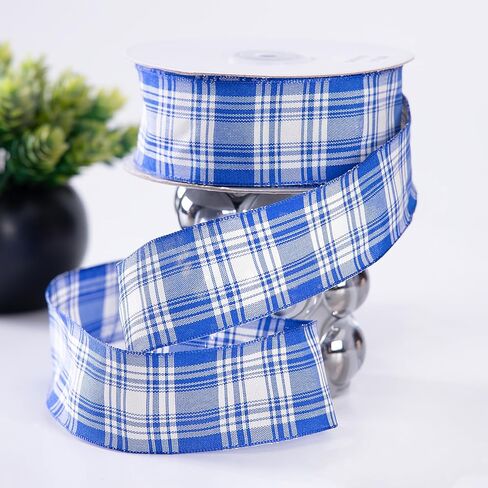 Red Plaid Wired Ribbon,Fabric Ribbon,Red Gingham Ribbon 1 1/2 Inch Wide, 25 Yards/Roll, for DIY Crafts, Christmas Tree,Bows,Farmhouse,Wedding, Party, Gift Wrapping (red/Ivory) in Kuwait