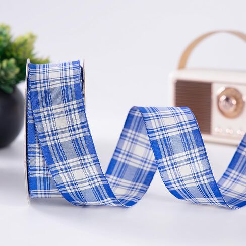 Red Plaid Wired Ribbon,Fabric Ribbon,Red Gingham Ribbon 1 1/2 Inch Wide, 25 Yards/Roll, for DIY Crafts, Christmas Tree,Bows,Farmhouse,Wedding, Party, Gift Wrapping (red/Ivory) in Kuwait