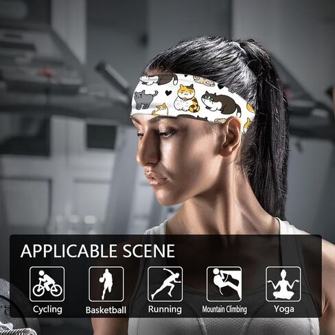 Women's Print Sports Headbands, Lightweight Breathable Non Slip Hairband Casual Sweatband for Hiking Running in Saudi Arabia