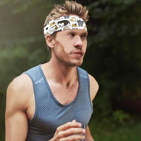 Women's Print Sports Headbands, Lightweight Breathable Non Slip Hairband Casual Sweatband for Hiking Running in Saudi Arabia
