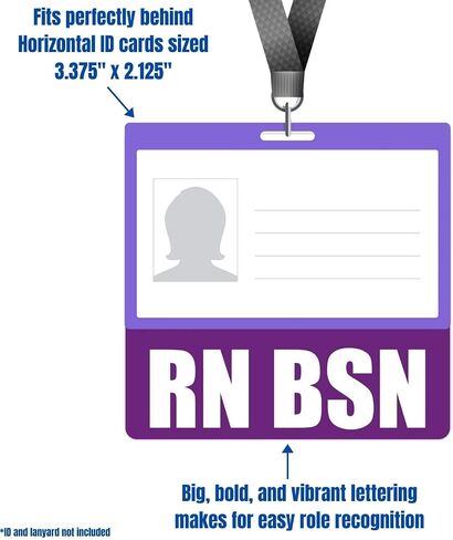 RN BSN Badge Buddy (أزرق) - علامات شارة أفقية شديدة التحمل للممرضات المسجلات مع BSN - بطاقة تعريف شارة مزدوجة الجوانب in Kuwait