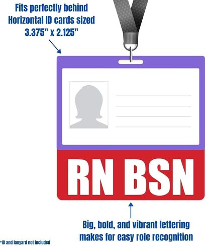 RN BSN Badge Buddy (أزرق) - علامات شارة أفقية شديدة التحمل للممرضات المسجلات مع BSN - بطاقة تعريف شارة مزدوجة الجوانب in Kuwait