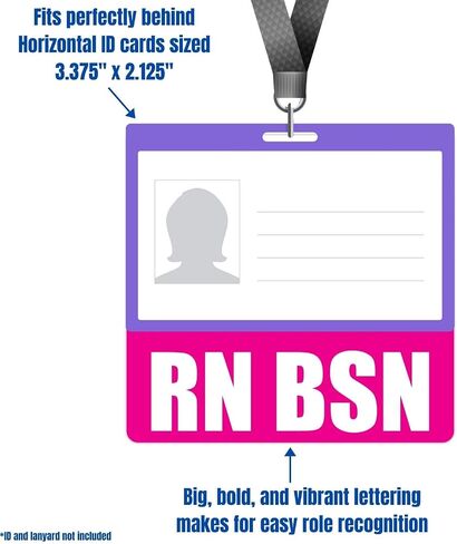 RN BSN Badge Buddy (أزرق) - علامات شارة أفقية شديدة التحمل للممرضات المسجلات مع BSN - بطاقة تعريف شارة مزدوجة الجوانب in Kuwait