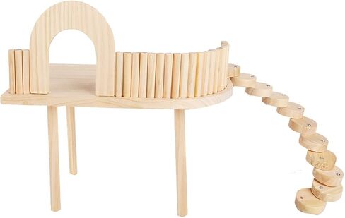 Wooden Hamster Stand Platform and Ladders for Guinea Pig Play Food Bowl Bottle,Small Pet Wooden Desk with Legs for Hamster Ladder Rat Climbing in Saudi Arabia