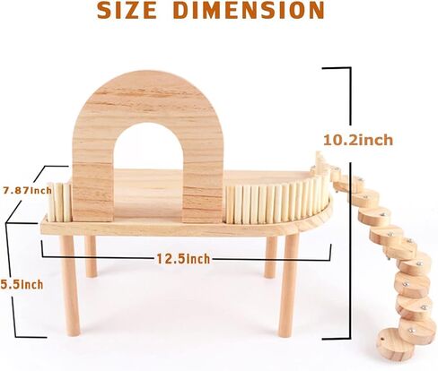 Wooden Hamster Stand Platform and Ladders for Guinea Pig Play Food Bowl Bottle,Small Pet Wooden Desk with Legs for Hamster Ladder Rat Climbing in Saudi Arabia