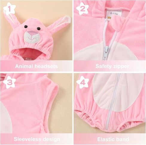 MICHLEY Unisex Baby Animal Hooded Romper Halloween Christmas Outfits for 0-24 Months in Kuwait