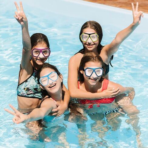 4 عبوات من نظارات السباحة للبالغين مع غطاء للأنف - قناع سباحة لنظارات حمام السباحة مع مجموعة سدادات أذن للسباحة - نظارات أنف مضادة للضباب مع حزام من القماش - قناع غوص نظارات للشباب مع غطاء للأنف in Kuwait