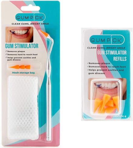 Gum Stimulator with Rubber Tip Refills - Premium Aluminum Designed Gum & Teeth Massager Stimulator - Effectively Remove Plaque & Prevent Gingivitis (4 Soft & 6 Normal Tips Included) - Green in Saudi Arabia