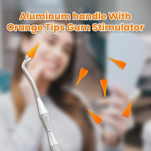Gum Stimulator with Rubber Tip Refills - Premium Aluminum Designed Gum & Teeth Massager Stimulator - Effectively Remove Plaque & Prevent Gingivitis (4 Soft & 6 Normal Tips Included) - Green in Saudi Arabia