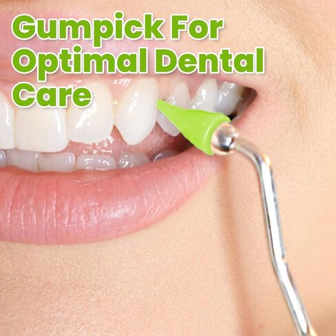 Gum Stimulator with Rubber Tip Refills - Premium Aluminum Designed Gum & Teeth Massager Stimulator - Effectively Remove Plaque & Prevent Gingivitis (4 Soft & 6 Normal Tips Included) - Green in Saudi Arabia