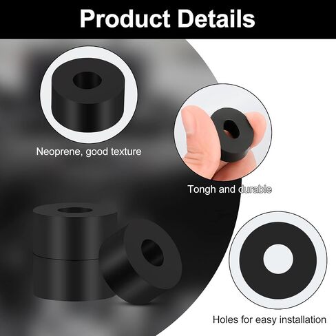 10PCS Multi Purpose Rubber Spacer, 1 Inch OD x 3/8 Inch ID x 1/2 Inch Thick Mechanical Vibration Damping Pads, Rubber Isolation Pads Thick Rubber Washers, Round Rubber Washers for Home Car Accessories in Saudi Arabia