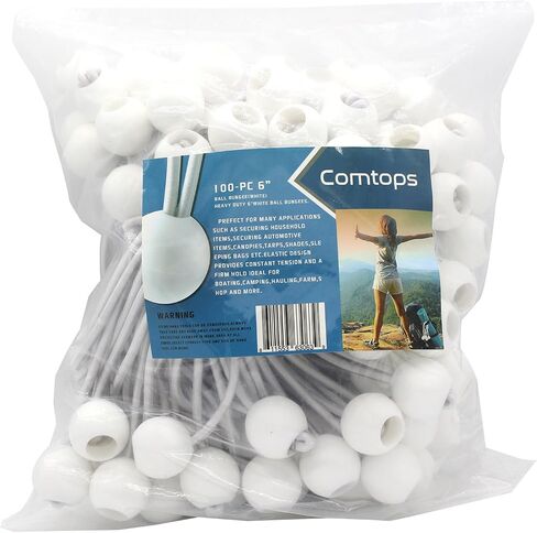 Heavy Duty 6" 100 PC Ball Bungee Canopy Tarp Tie Down Cord White Color Bonus 6 PK Mini Bungee Cord in Saudi Arabia