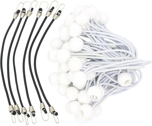 Heavy Duty 6" 100 PC Ball Bungee Canopy Tarp Tie Down Cord White Color Bonus 6 PK Mini Bungee Cord in Saudi Arabia