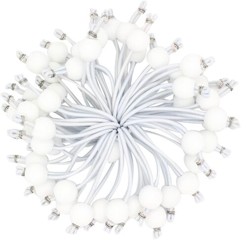 Heavy Duty 6" 100 PC Ball Bungee Canopy Tarp Tie Down Cord White Color Bonus 6 PK Mini Bungee Cord in Saudi Arabia