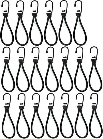Bungee Cords Heavy Duty Outdoor by Garloy,10 Pcs Mini Bungee Cords with Hooks,8 Inch Durable Rubber Canopy Ties Ideal for Tarps Tents Wire Racks and other Camping Accessories in Saudi Arabia