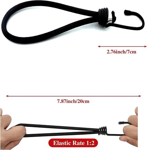 Bungee Cords Heavy Duty Outdoor by Garloy,10 Pcs Mini Bungee Cords with Hooks,8 Inch Durable Rubber Canopy Ties Ideal for Tarps Tents Wire Racks and other Camping Accessories in Saudi Arabia