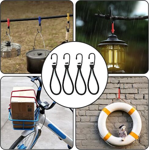 Bungee Cords Heavy Duty Outdoor by Garloy,10 Pcs Mini Bungee Cords with Hooks,8 Inch Durable Rubber Canopy Ties Ideal for Tarps Tents Wire Racks and other Camping Accessories in Saudi Arabia