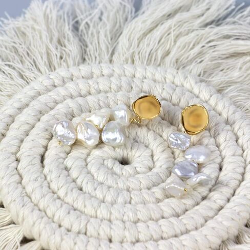 ELEXIS Long Baroque Pearl Earrings For Women Dangle Gold Dainty Statement Tassel Real Pearl Drop Jewelry For Wedding Bridesmaid Hanging (stud 1) in Saudi Arabia