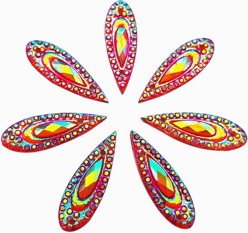 100 AB Clear Faceted Drop Shape Sew on Rhinestones Crystal Gems Flatback Sewing Stones Dress Accessory 2 Holes (AB) in Saudi Arabia