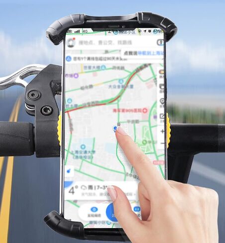 Bike Handlebar Phone Holder, Motorcycle Phone Mount Motorcycle Handlebar Cell Phone Clamp, Scooter Phone Clip for iPhone 11/12/13/14 Series ， and More 4.7" - 6.8" Cellphone (MB4-Black) in Saudi Arabia