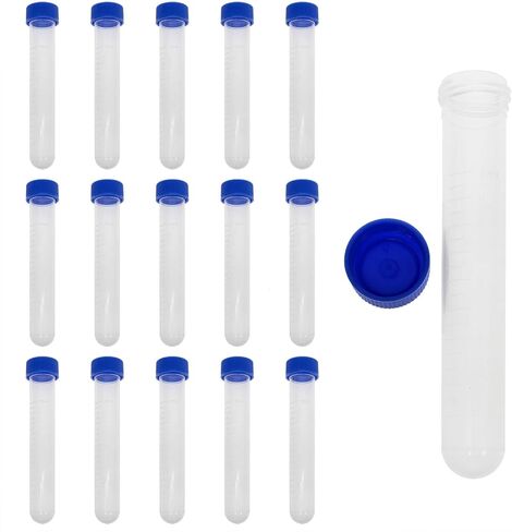 VAKTOK-أنبوب الطرد المركزي البلاستيكي، أنبوب تجميع أنابيب الاختبار البلاستيكية مع الجوز والمقياس، حاوية قارورة مستديرة سفلية مجمدة من البلاستيك المختبري - 16 قطعة in Kuwait